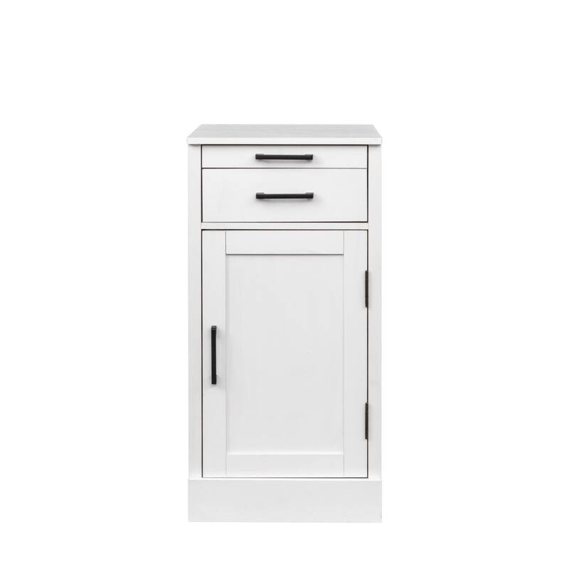 Roomfitters White Storage Cabinet with Drawer and Door, Modern Accent Buffet or Side Cabinet
