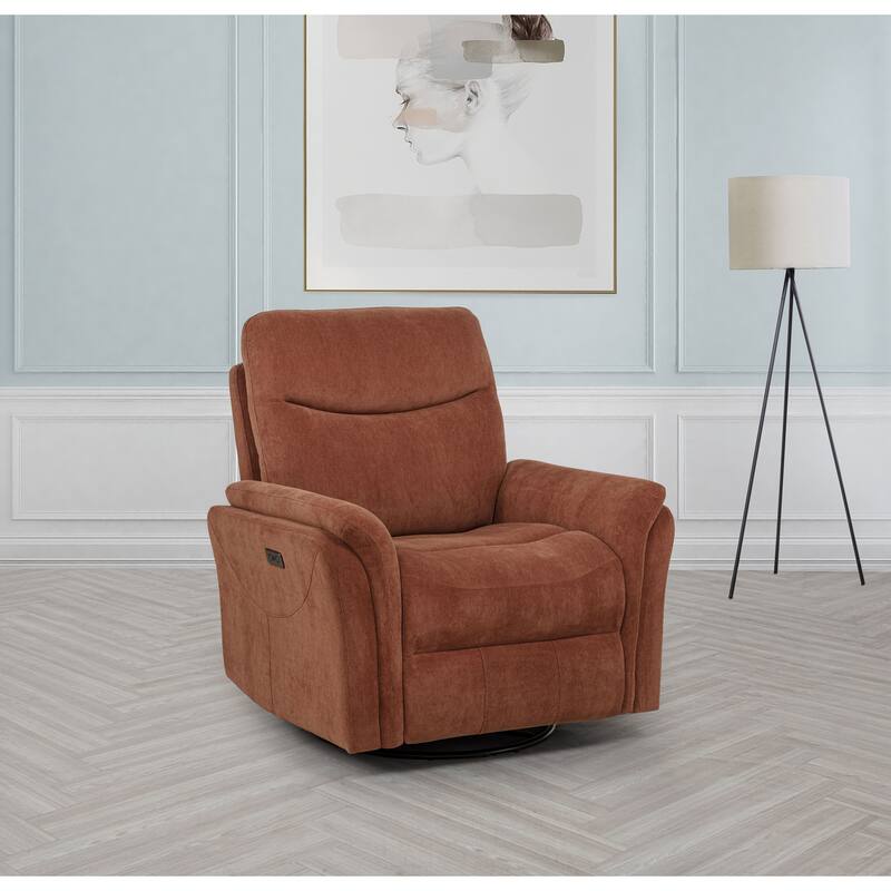Adler Upholstered Power Swivel Glider Recliner