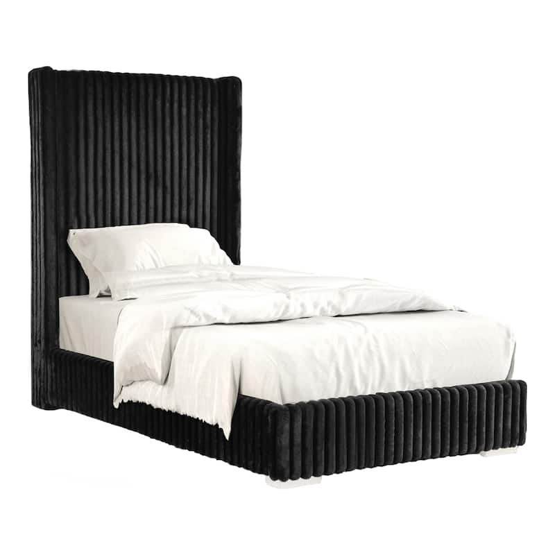 Furniture of America Draper Modern Chenille High Wingback Platform Bed