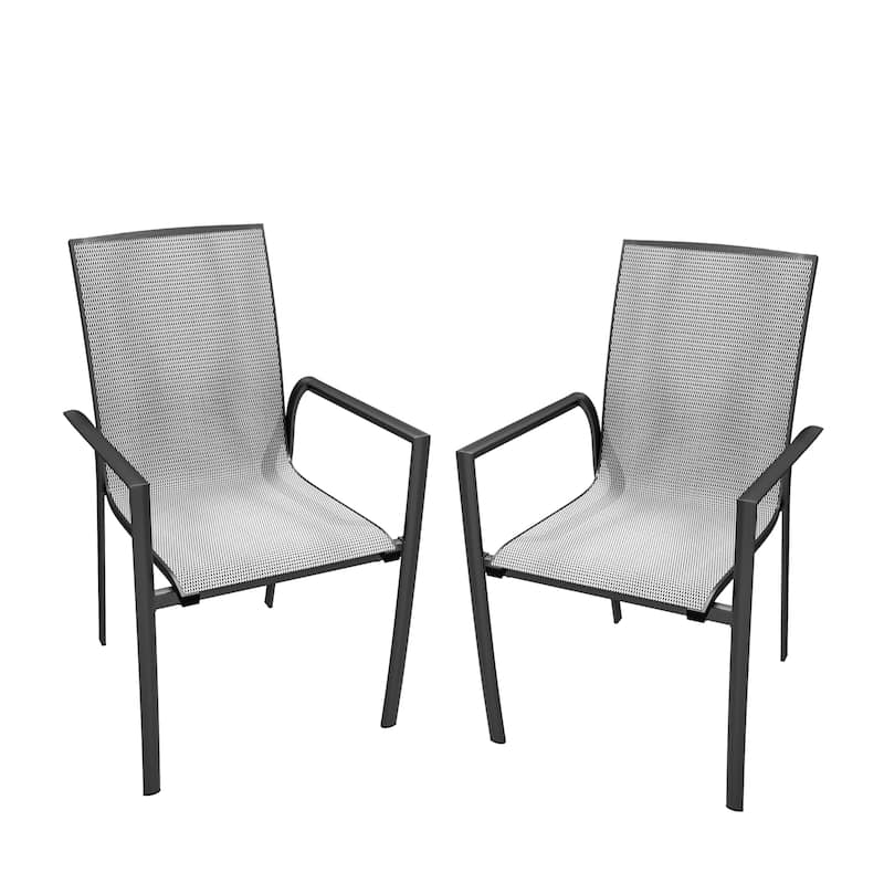 Outdoor Patio Grey Aluminum Dining Chairs (Set of 4 or 2)