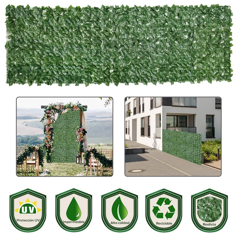 Outsunny 118" x 39" Artificial Privacy Fence Screen Faux Hedge Leaf Ivy Vine Leaf Decoration, Dark Green - 118" L x 39.25" H