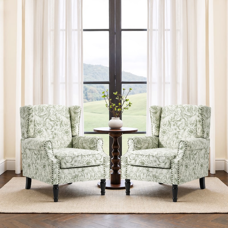 Set of 2 Patterned Upholstered Accent Chair for Living Room