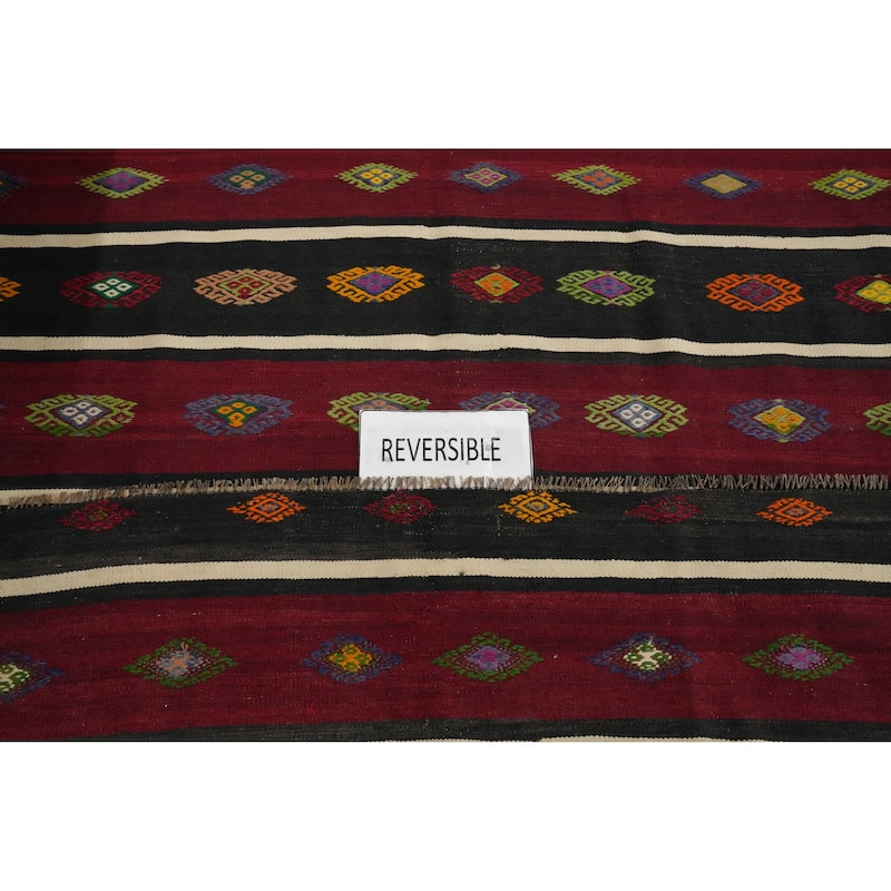 Hand Woven Oriental 100% Wool Carpet Southwestern Tribal Multi-Colored Kilim Area Rug - 10' 5'' X 5' 9''