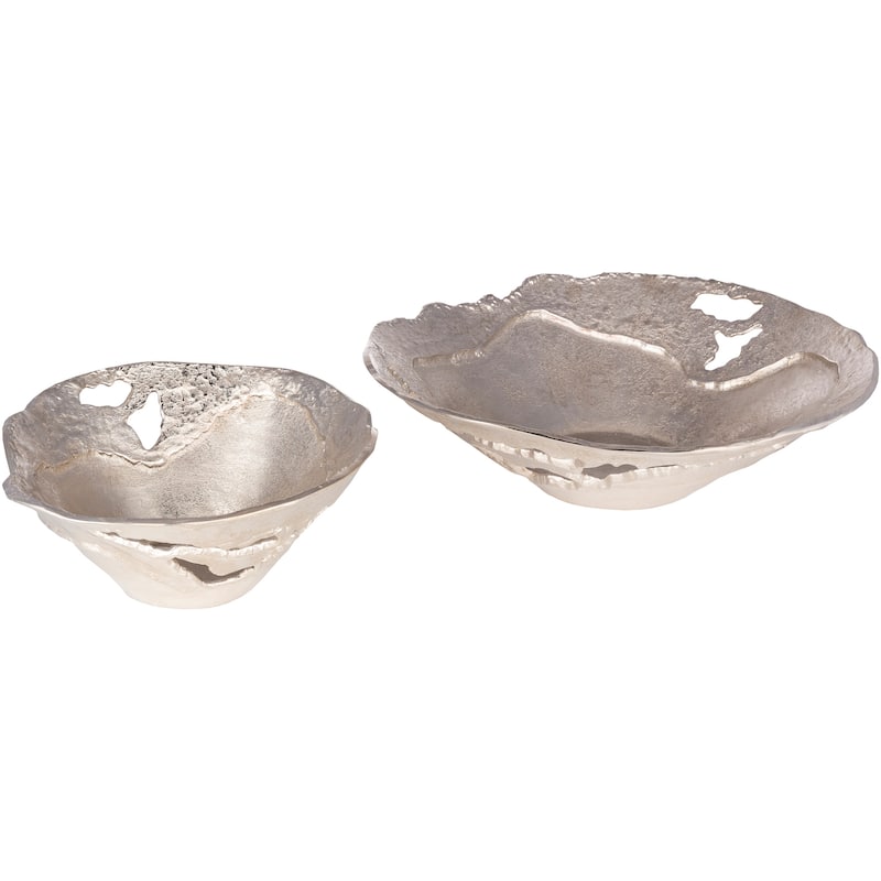 Molakos Modern Aluminum Decorative Bowls (2 Pieces) - 12" x 11.5" x 5.25", 18.25" x 17" x 5.5"