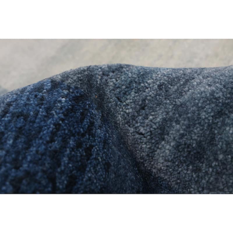 ECARPETGALLERY Hand-knotted Pak Finest Gabbeh Dark Blue Wool Rug - 7'10 x 7'9