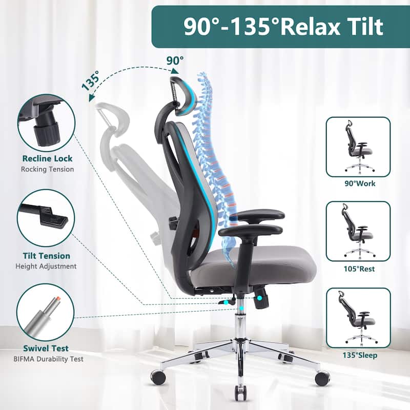 Adjustable Mesh Computer Desk Chair with Lumbar Support