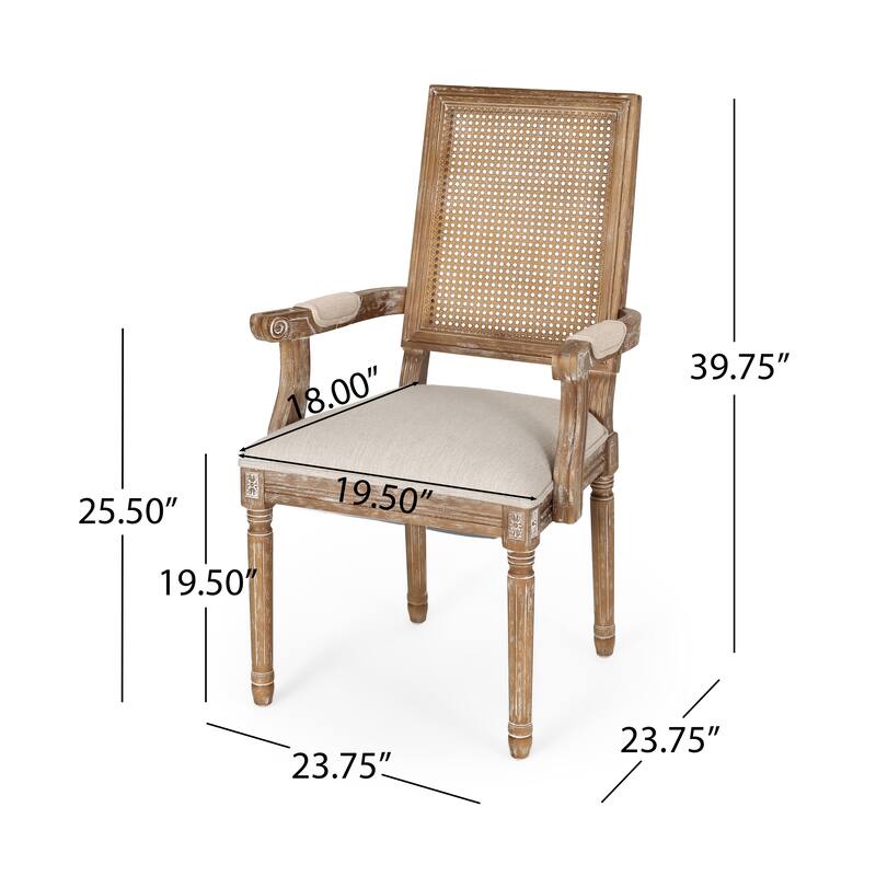 Marlette Wood and Cane Upholstered Expandable 7 Piece Dining Set by Christopher Knight Home