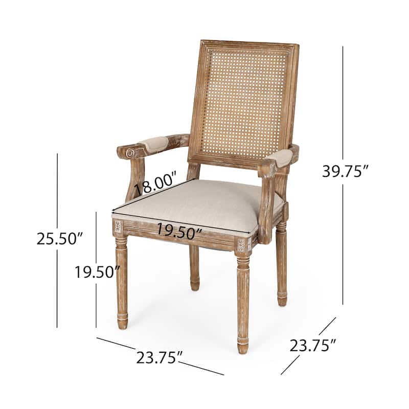 Roomfitters French Country Dining Chairs with Cane Back and Fluted Legs, Set of 2