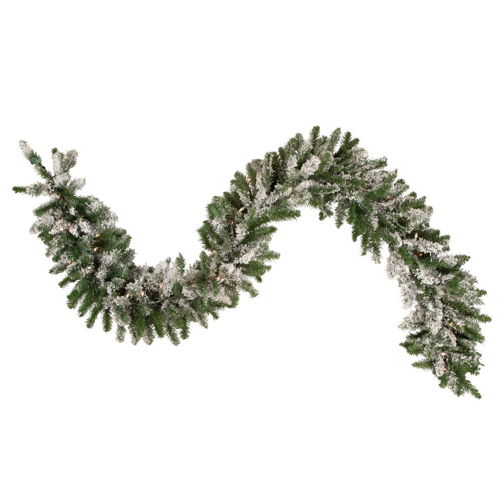 9' x 10" Snow Mountain Pine Artificial Christmas Garland Clear Lights