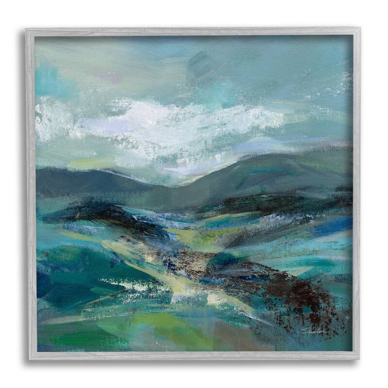 Stupell Modern Green Mountains Landscape Framed Giclee Art, Design by Silvia Vassileva - 17 x 17 - Grey
