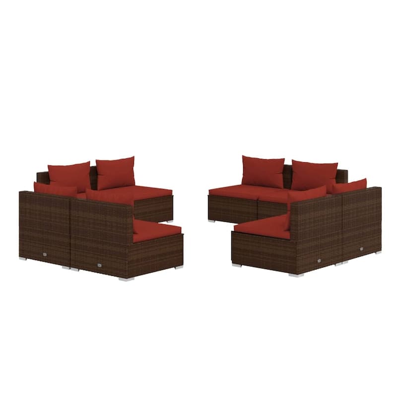vidaXL Patio Lounge Set Outdoor Sectional Sofa Set Table Garden Poly Rattan - 27.6" x 27.6" x 24"