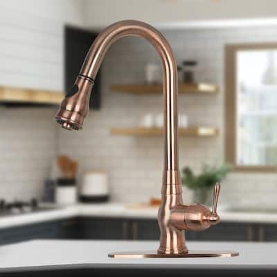 Copper Kitchen Faucet with Single Handle and Pull Down Sprayer