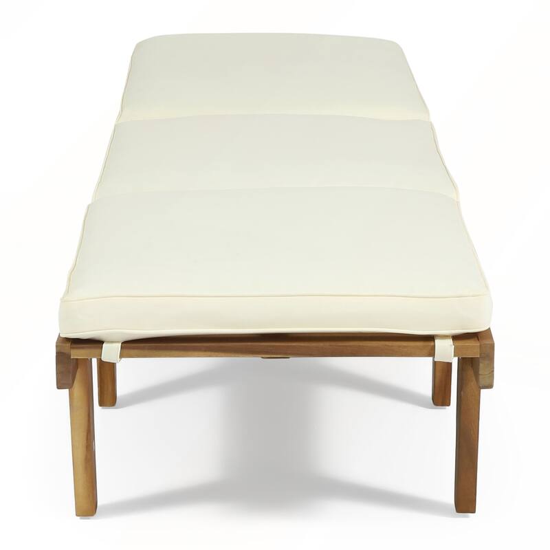 Acacia Wood Chaise Lounge with Cushion Outdoor Relaxation