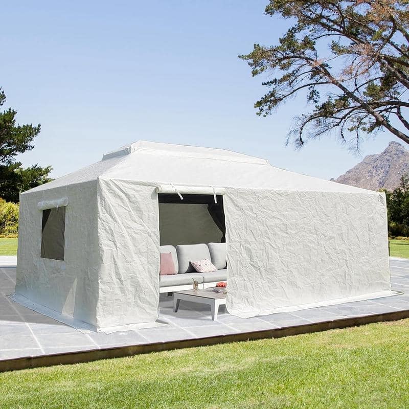Domi 8' x 8' Universal Winter Gazebo Cover, All Season Waterproof Enclosed Cover with Sidewalls & Ventilated Mesh Windows, White