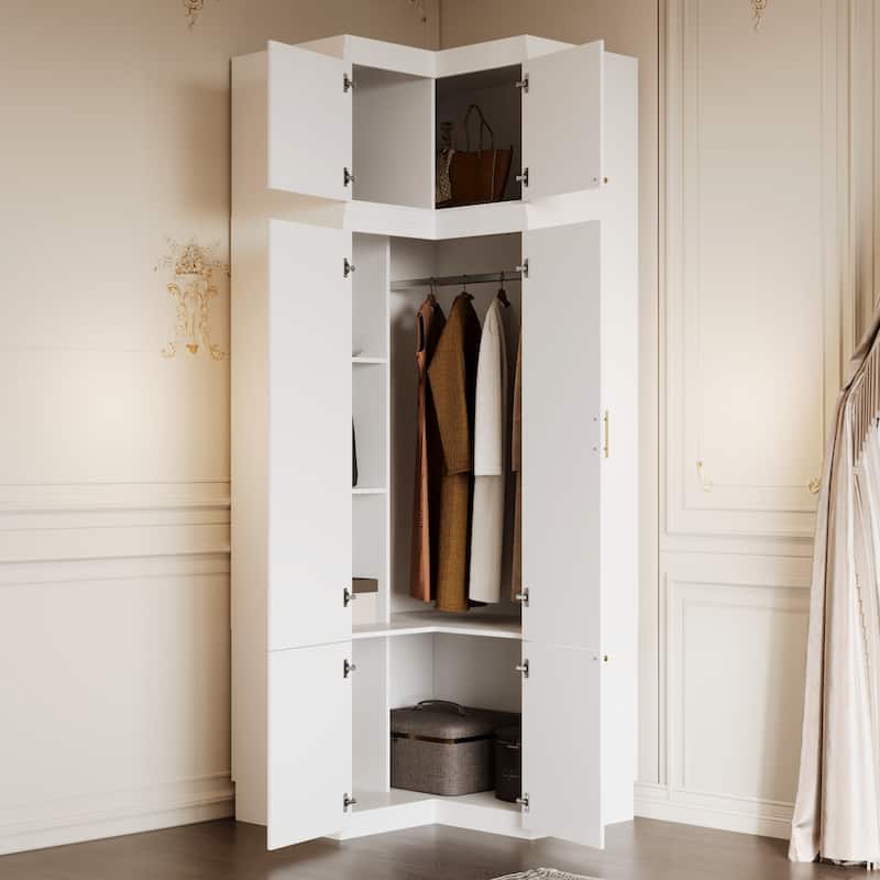 93.9"H/74.2"H Armoires Wardrobe Closet Cabinet Hanging Drawers Storage