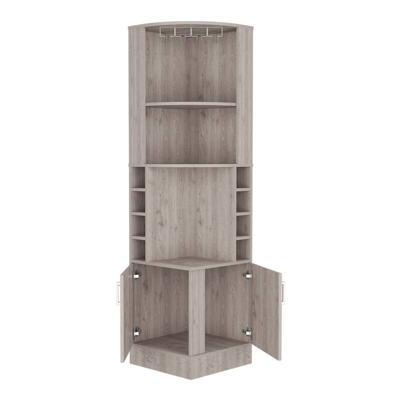 Bar Cabinet Papprika, 8 Wine Cubbies, Double Door, Dark Brown Finish,High quality and durable