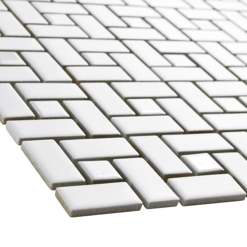 Merola Tile Spiral Matte White w/ Glossy White Dot 12-5/8" x 12-5/8" Porcelain Floor and Wall Tile
