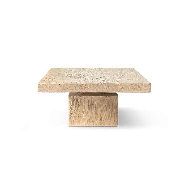 Jennifer Taylor Home Calder 60" Solid Reclaimed Elm Block Plinth Coffee Table