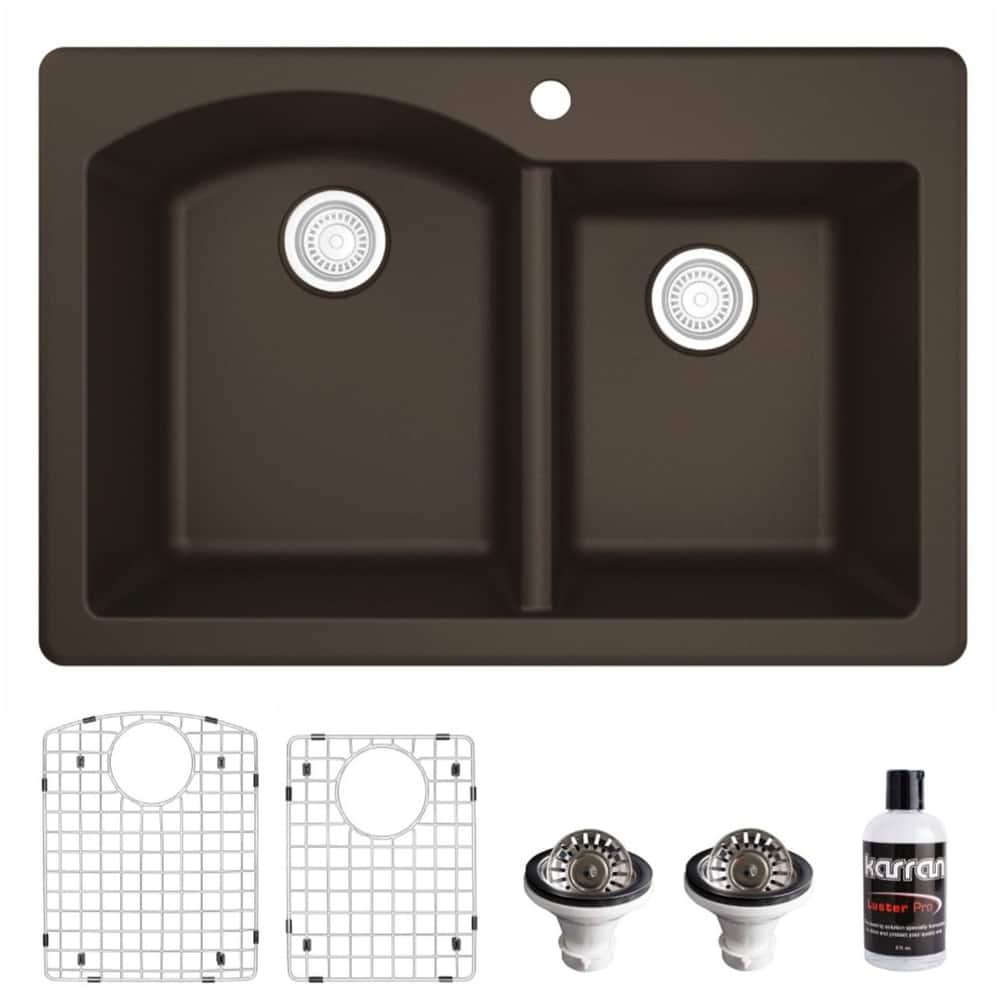 Karran USA QT-610-PK1 Quartz QT 33" Drop In Double Basin Quartz
