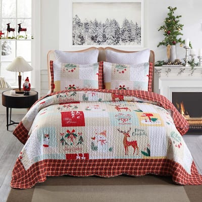 MarCielo Christmas Quilt Set Bedspread Set B023