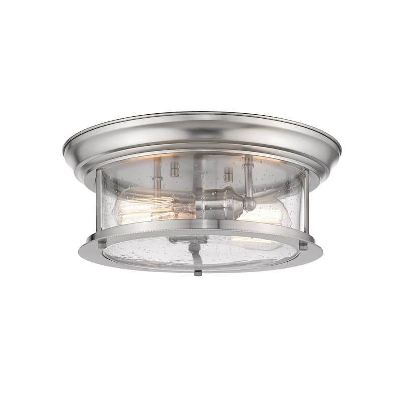 Bellevue Hughen 2 Light 14" Wide Flush Mount Drum Ceiling Fixture - Brushed Nickel