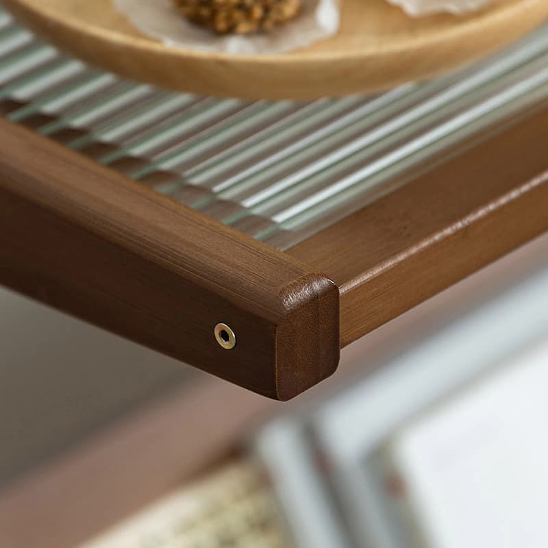 Rattan Nightstand Side Table, Bamboo Accent Bedside Tables, Glass Coffee Tables, Boho End Table with Storage