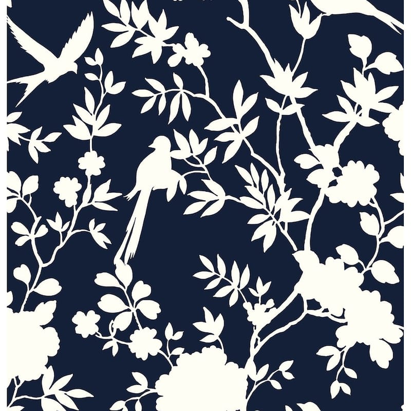 Luxe Haven Mono Toile Peel and Stick Wallpaper - 27 in. W x 18 ft. L - Midnight Blue