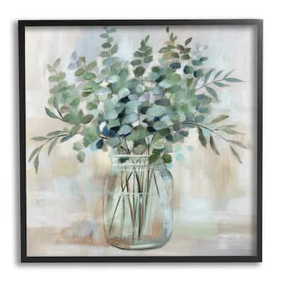 Stupell Industries Soothing Eucalyptus Flower Herb Arrangement Rustic Jar Framed Wall Art, Design by Nan