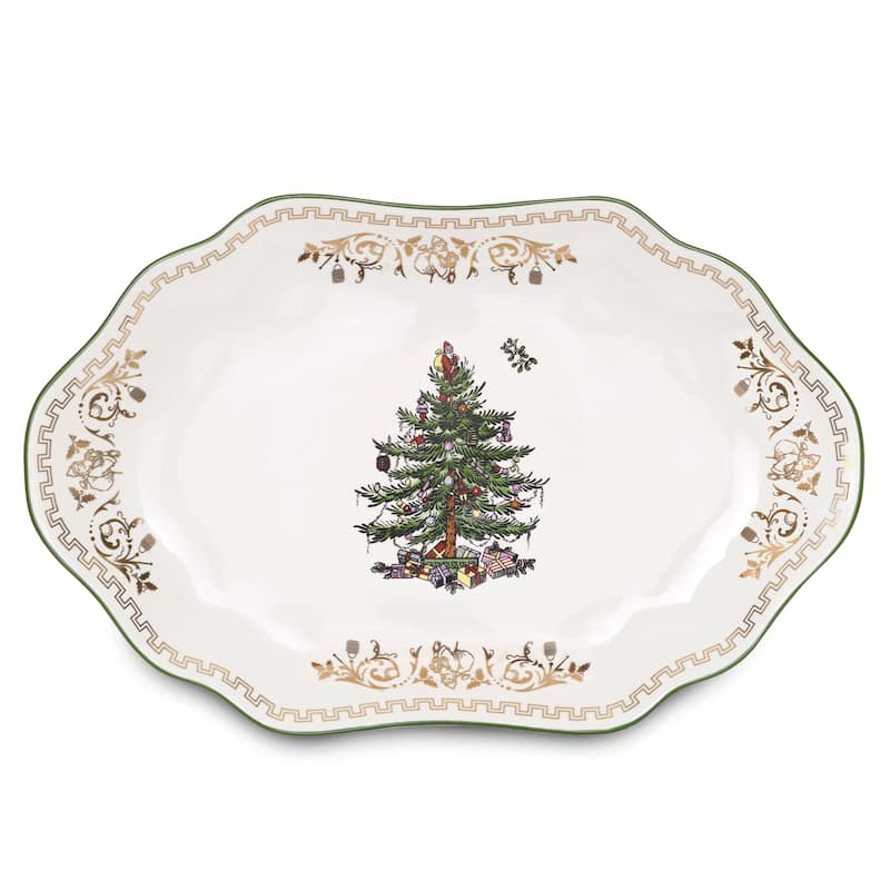 Spode Christmas Tree Gold Medium Oval Platter - 13-Inch - 13-Inch
