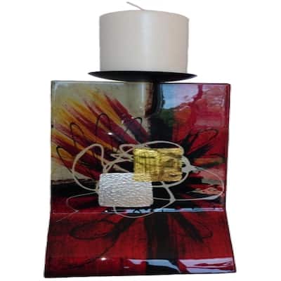 Multi-Color Glass Base Pillar Candle Holder
