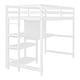preview thumbnail 7 of 7, White Wooden Loft Bed with 3-Layer Shelves, Desk, and Writing Board, Full-Length Guardrail