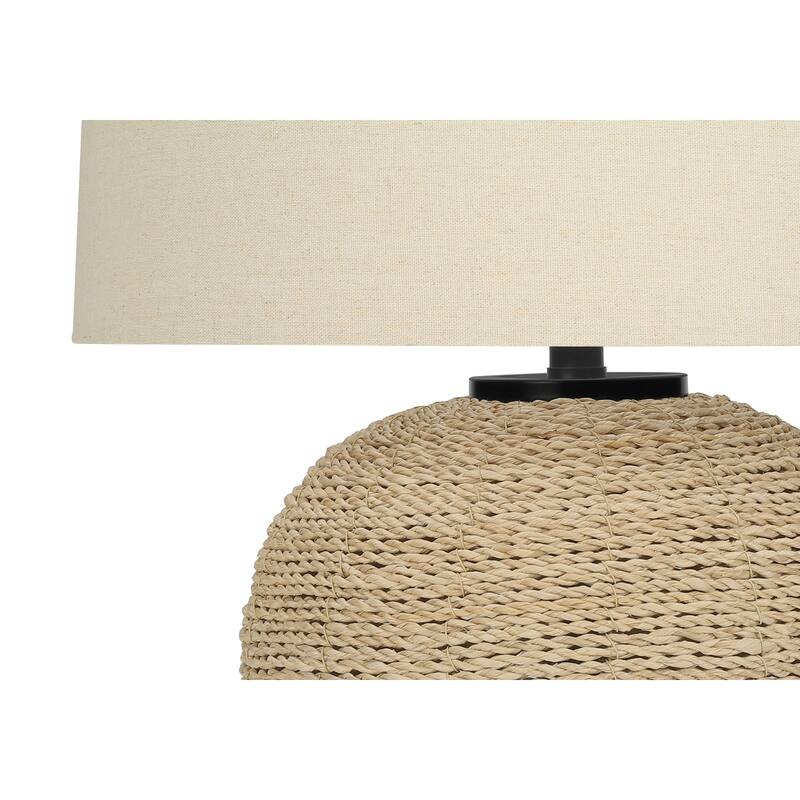Lighting, 25"h, Table Lamp, Rattan, Beige Shade, Transitional