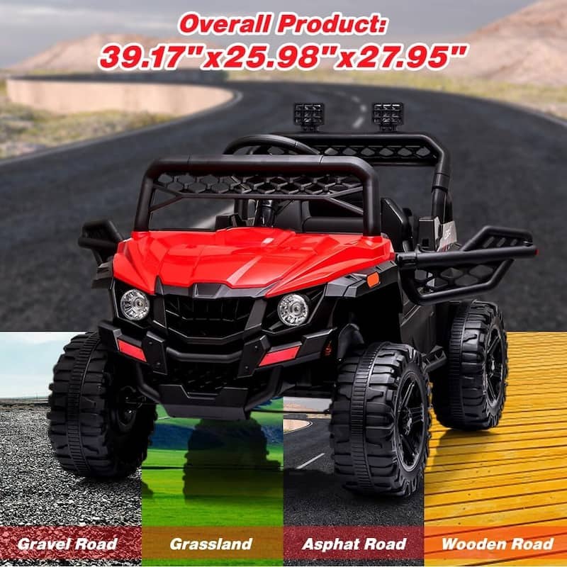Kids Ride On Utv with Remote Control, 390W Double Motors 12V Kids Ride On Car Truck Toddles Electric Vehicle