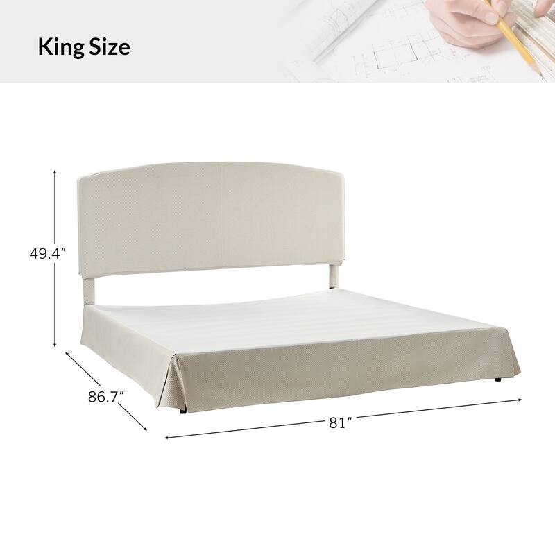 Knut Traditional 2 Piece Bedroom Upholstered Platform Bed with Washable Slipcover Set-QB by HULALA HOME