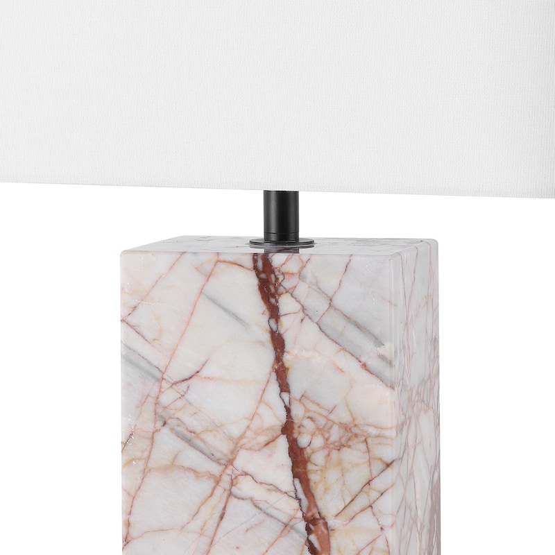 SAFAVIEH Couture Chrisette Marble Square Base Table Lamp - 15"W x 15"D x 28"H