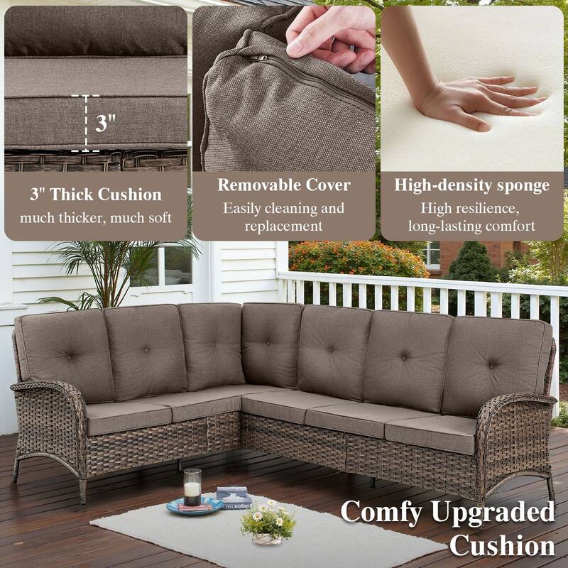 Patio Sectional Sofa Chair with Swivel Chairs Set