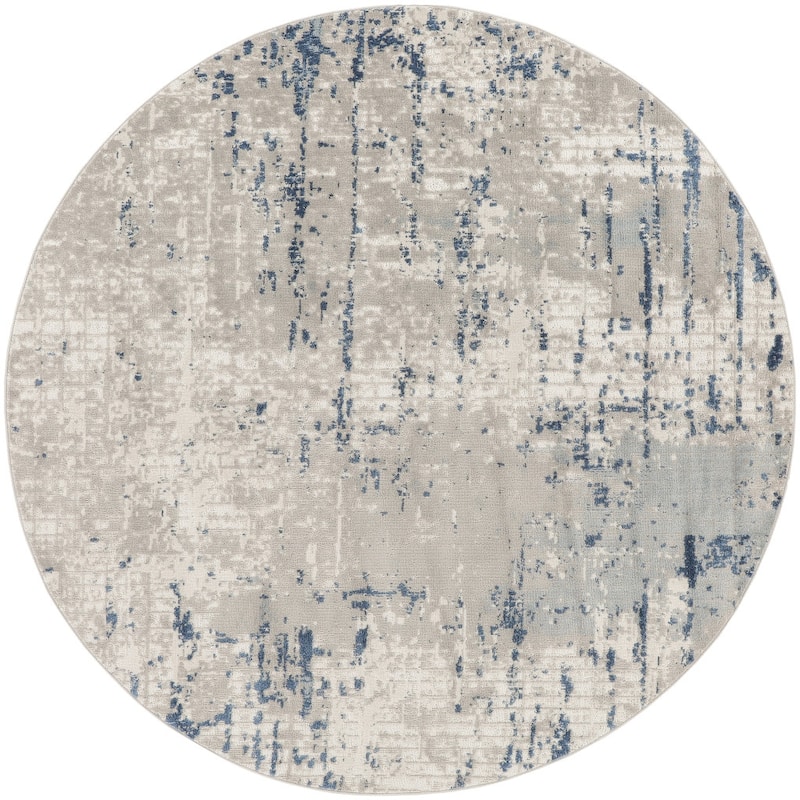 Rade Power Loomed Geometric Abstract Area Rug By HomeRoots - 5' Round
