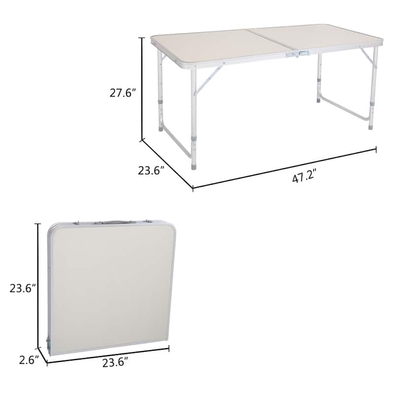 4Ft Portable Camping Table Multipurpose Folding Table White - 4Ft