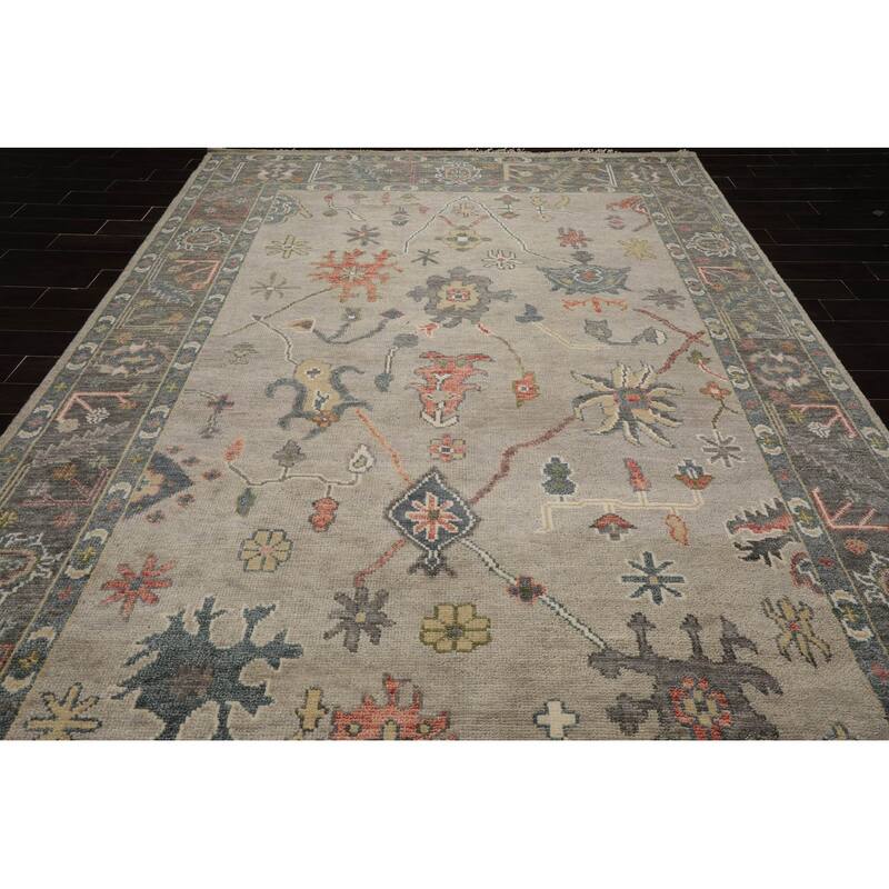 LoomBloom Muted Turkish Oushak Hand Knotted Area Rug Gray Color