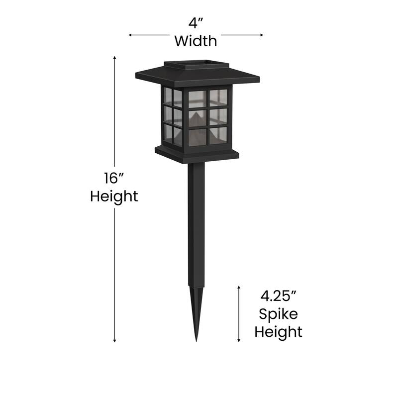All - Weather Lantern Design Solar Powered LED Landscape Lights - Set of 8