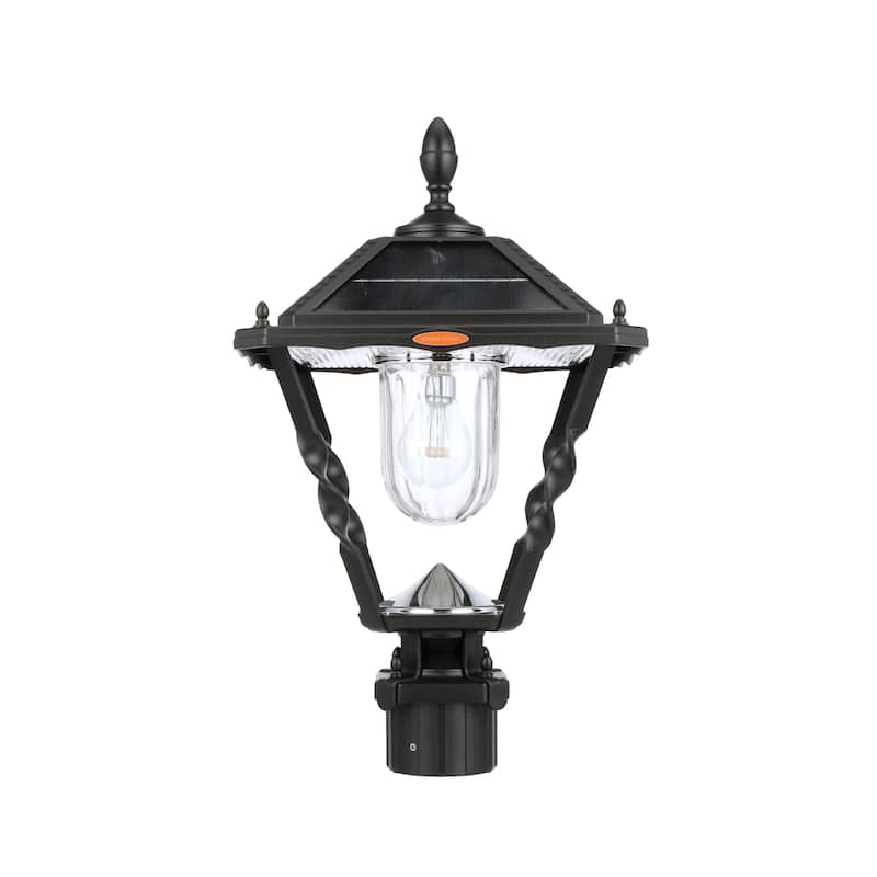 Spiral Frame Black Modern Solar Warm White LED Post Light (Head Only)