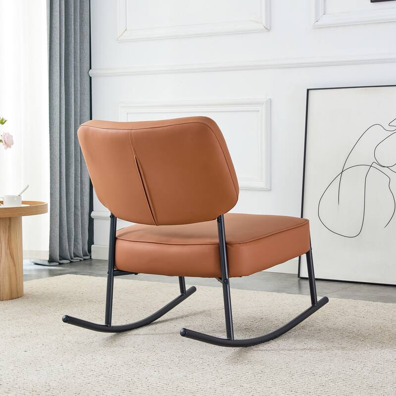 material cushioned rocking chair,cushioned seat, backrest rocking chair, metal legs side chairs in the living room, bedroom