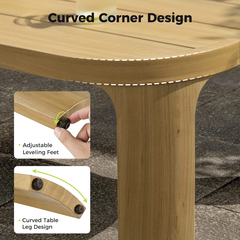 Overture 1-Piece Natural Wood Grain Aluminum Outdoor Round-Edge Table - 19 x 19