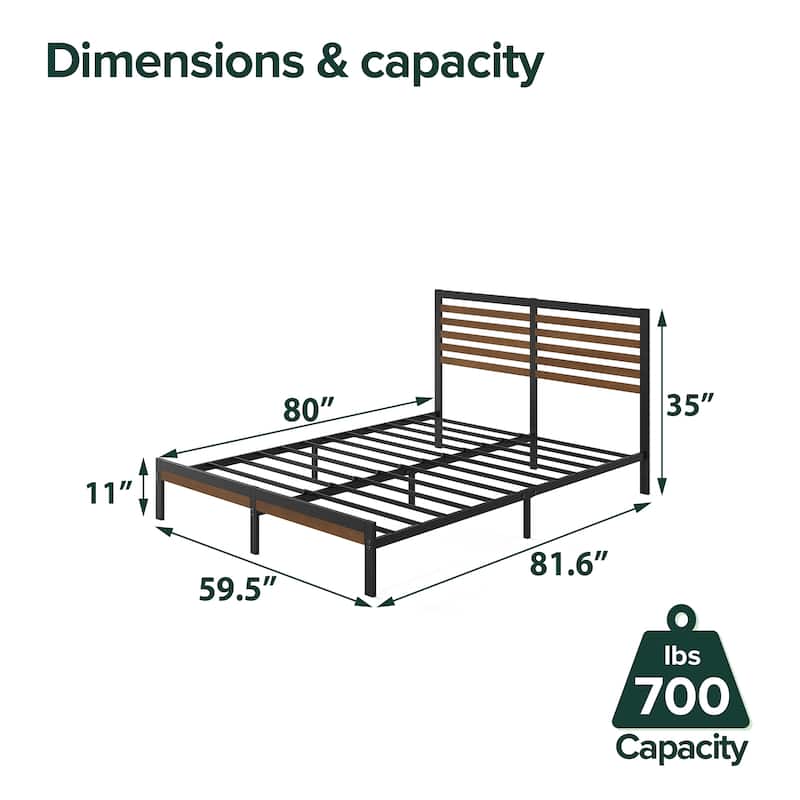 Priage by ZINUS Brown Bamboo and Metal Platform Bed Frame - Queen