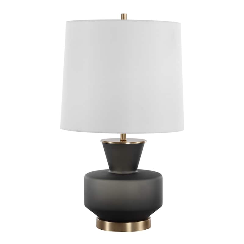Frosted Glass Base Table Lamp with Tapered Shade - 28" - Black