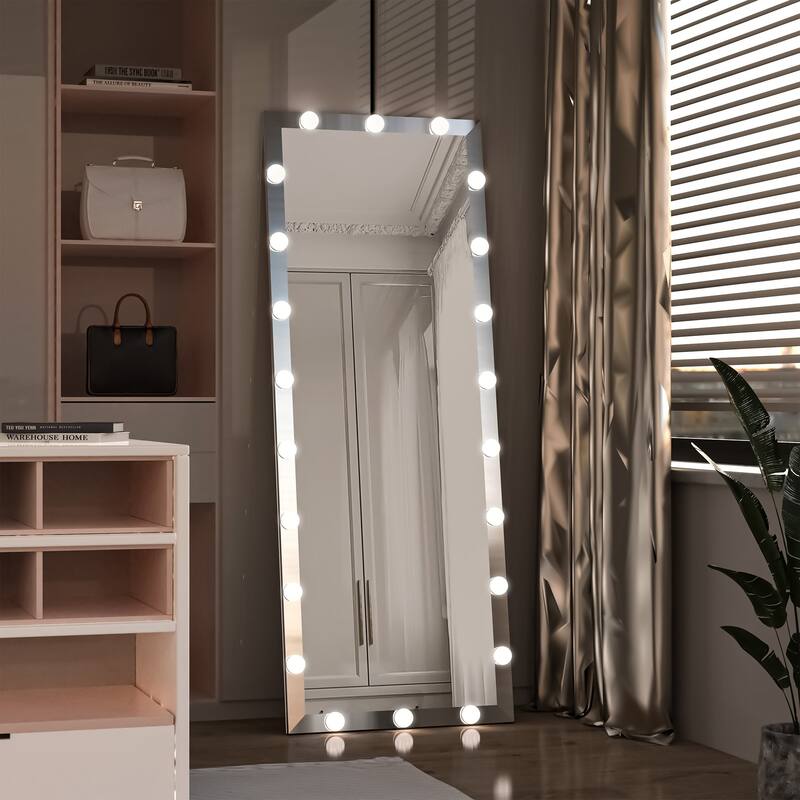 63 Inch Rectangular Framed Dimmable Wall Mounted LED Full Length Mirror