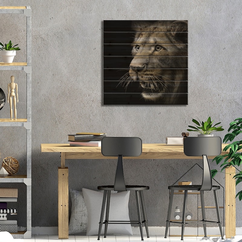 Lion In Black & White III Print On Wood by Lukas Holas - Multi-Color