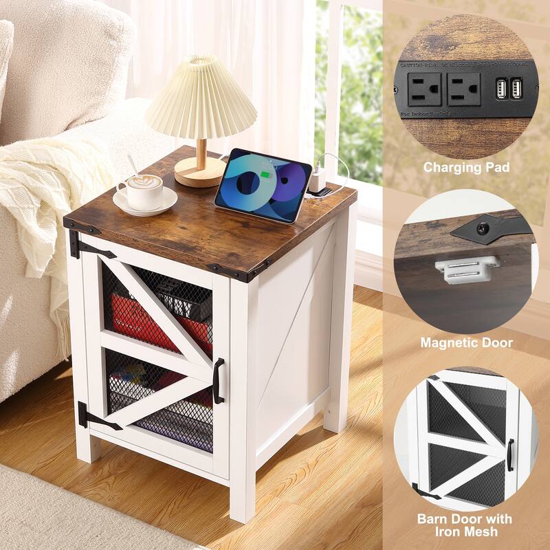 2 Pack Nightstand with Charging Station