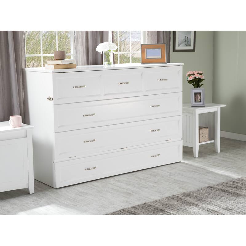 Murphy Bed Chest with Mattress & Charging Station - Space Saving Furniture for Small Rooms