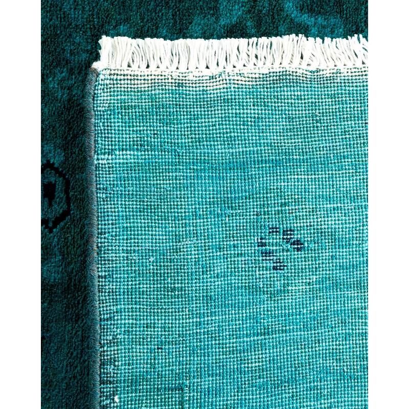 Overton Hand Knotted Wool Vintage Inspired Modern Contemporary Overdyed Blue Runner Rug - 3' 0" x 24' 6"